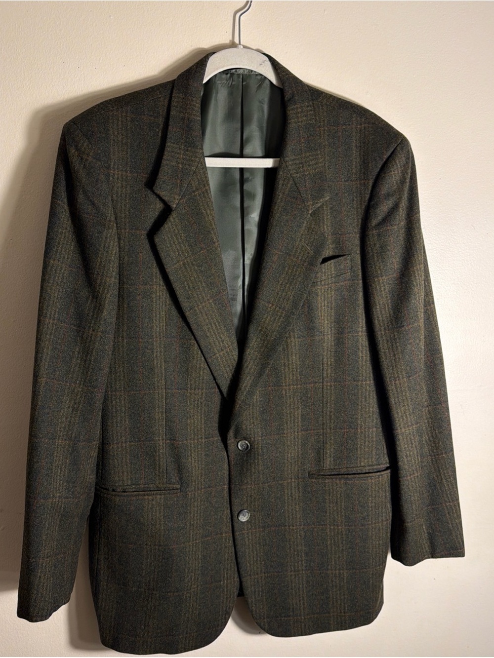 Vng Dario Di Napoli Men’s Green Plaid Wool/ Cashmere Sport Coat Blazer Sz 42 L
